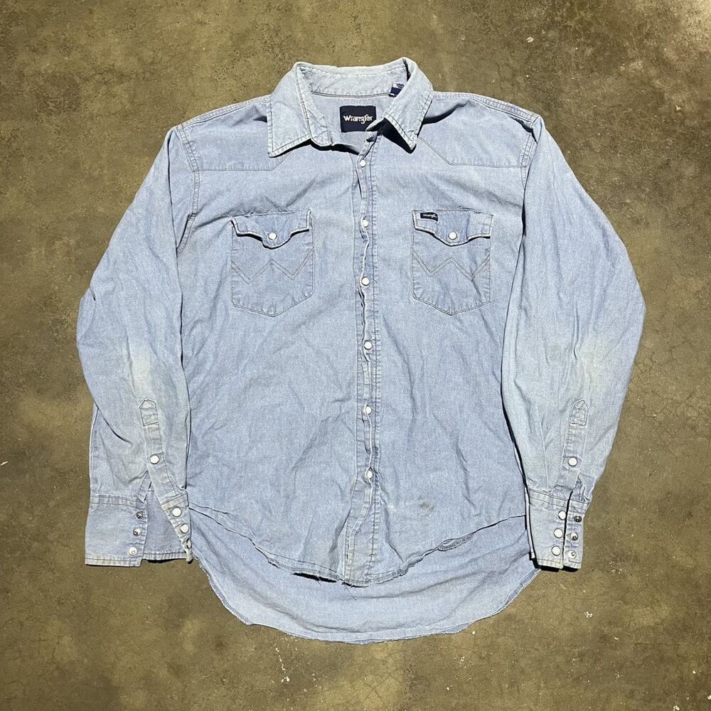 Wrangler Light Blue Denim Button-Down Shirt